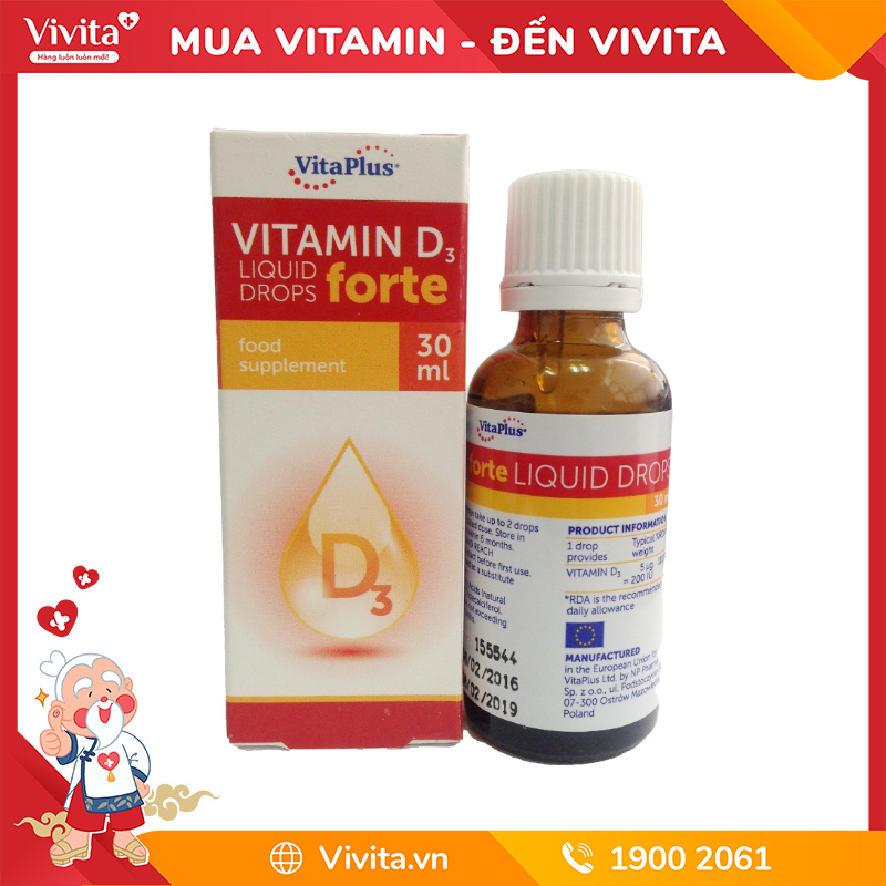 Dung Dịch Vitamin D3 Forte VitaPlus Bổ Sung Vitamin D Hỗ Trợ Chống Còi Xương (Lọ 30ml)