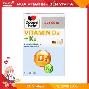 Vitamin D3+K2 Doppelherz Của Đức Hỗ Trợ Hệ Xương, Răng Chắc Khoẻ | Hộp 30 Viên (3 Vỉ x 10 Viên)