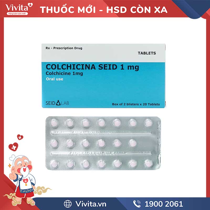 Thuốc phòng và trị gout Colchicina Seid 1mg | Hộp 40 viên