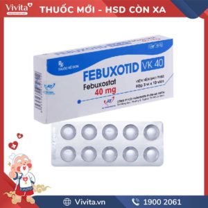 Thuốc trị gout, tăng acid uric huyết Febuxotid VK 40