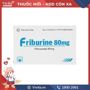 Thuốc trị gout, tăng acid uric huyết Friburine 80mg