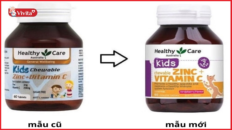 Kẹo nhai vitamin C cho trẻ Healthy Care Zinc + Vitamin C