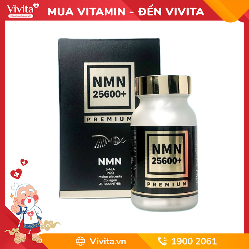 NMN Premium 25600+ - Viên Uống Hỗ Trợ Chống Lão Hóa Da | Hộp 1 lọ x 80 viên