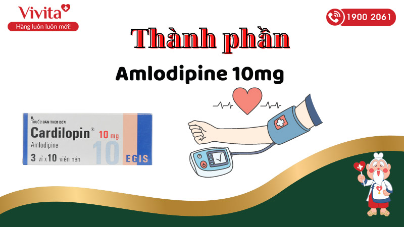 Thành phần thuốc trị tăng huyết áp, đau thắt ngực Cardilopin 10mg