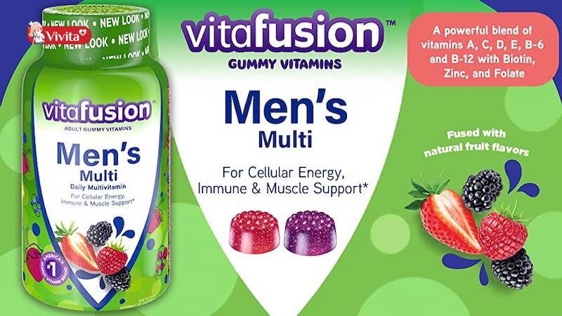 Kẹo dẻo vitamin tổng hợp cho nam Vitafusion Men’s Multivitamins vị hoa quả