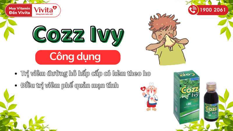 Công dụng (Chỉ định) siro trị viêm đường hô hấp Cozz Ivy