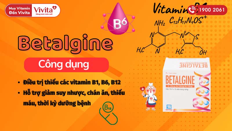 Công dụng (Chỉ định) thuốc bổ sung vitamin B1, B6, B12 Betalgine hộp 100 viên