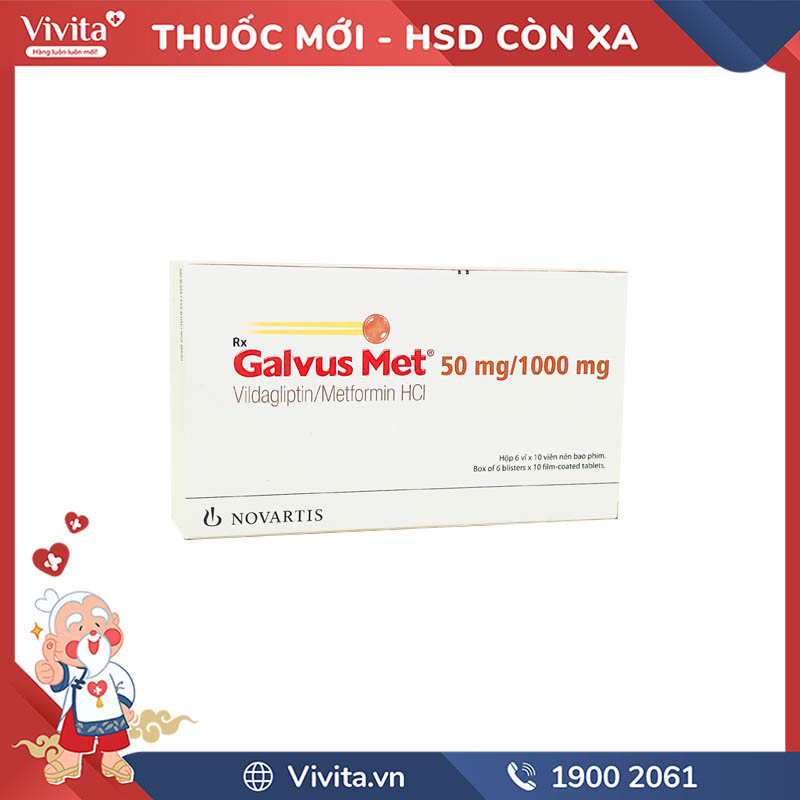 Thuốc trị tiểu đường Galvus Met 50mg/500mg | Hộp 60 viên