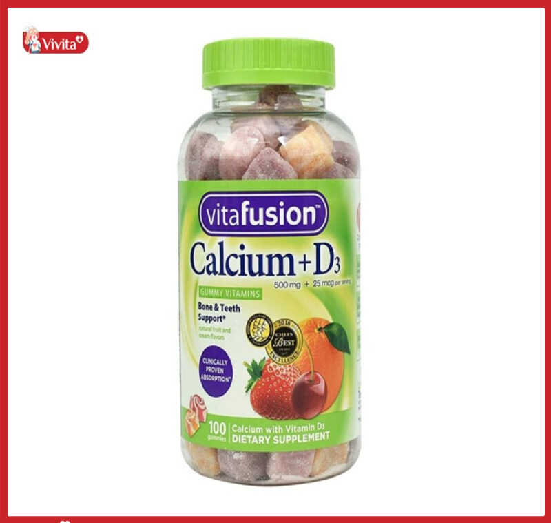 Kẹo dẻo bổ sung canxi Vitafusion Calcium + D3