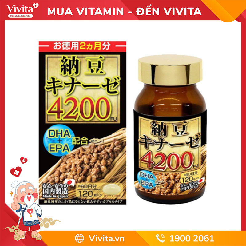 Viên Uống Maruman Nattokinase 4200FU Nhật Bản Hỗ Trợ Phòng Ngừa Đột Quỵ (Hộp 120 Viên)