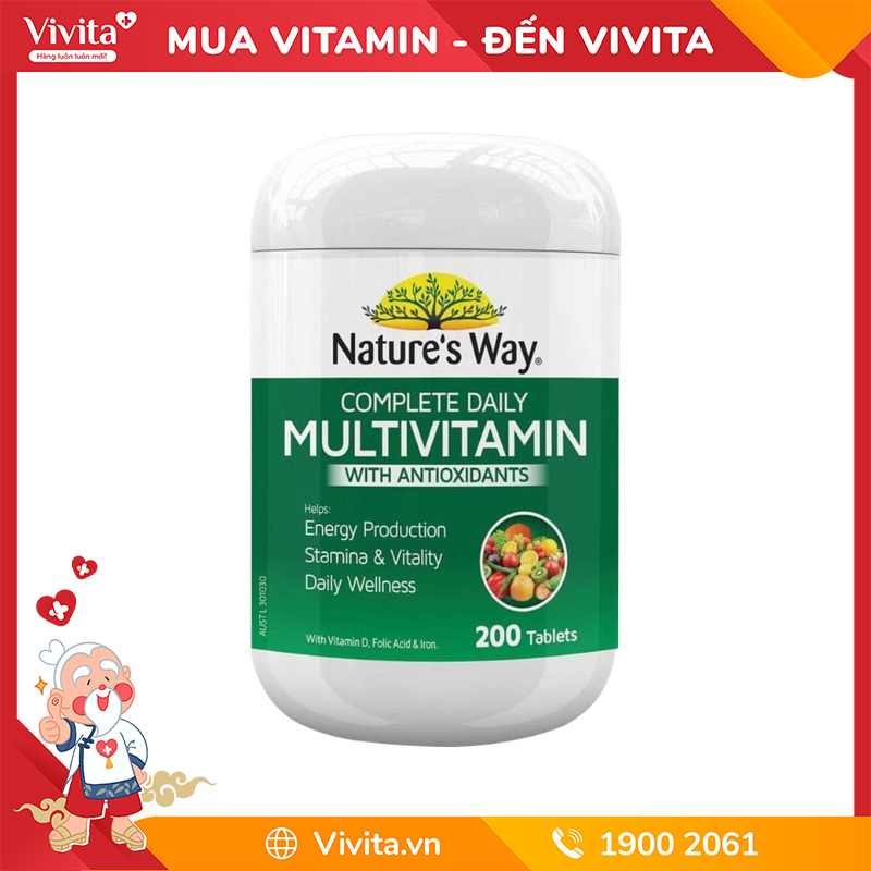 Viên Uống Vitamin Tổng Hợp Nature’s Way Complete Daily Multivitamin Úc | Hộp 200 Viên