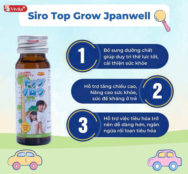 Siro Top Grow Jpanwell cho bé của Nhật bổ sung vitamin giúp tăng chiều cao