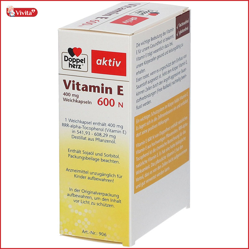 Thành phần trong Doppelherz Aktiv Vitamin E 600N 40 viên