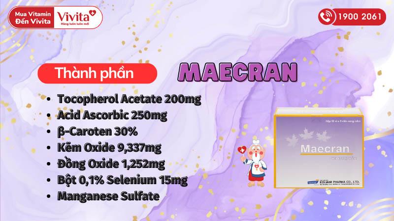Thành phần thuốc bổ sung vitamin và khoáng chất Maecran