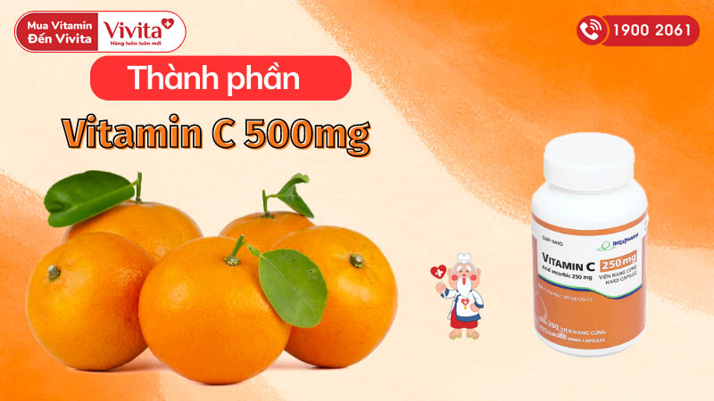 Thành phần thuốc bổ sung vitamin C cho cơ thể Vitamin C Imexpharm 250mg