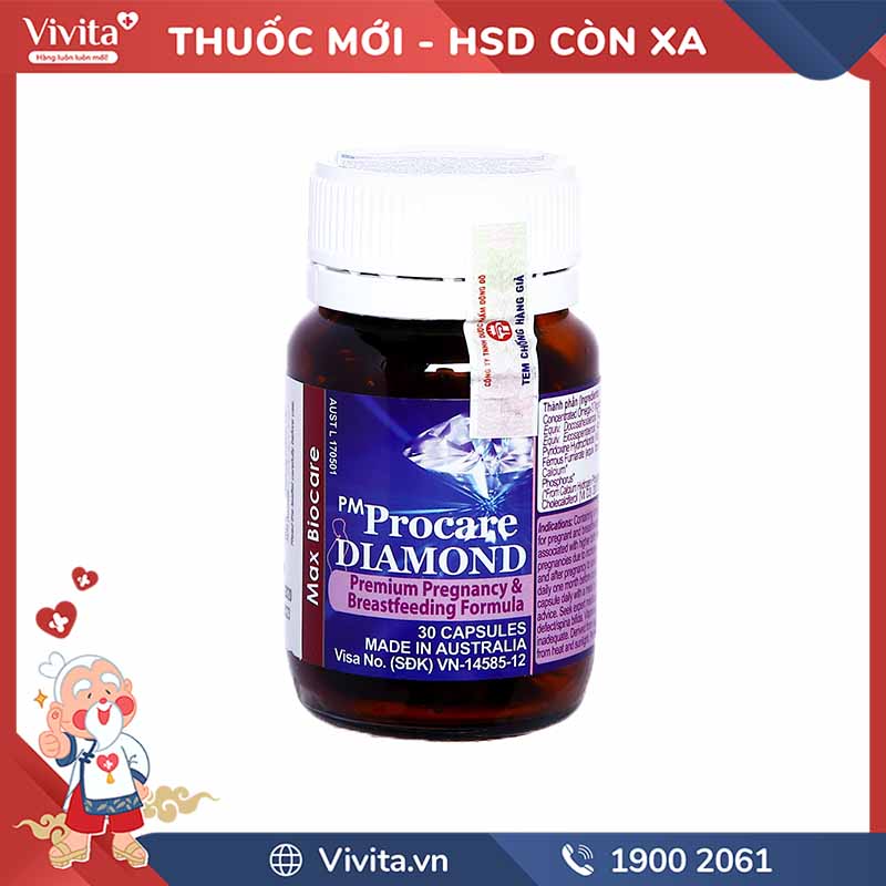 Thuốc bổ sung vitamin cho phụ nữ mang thai Procare Diamond | Chai 30 viên