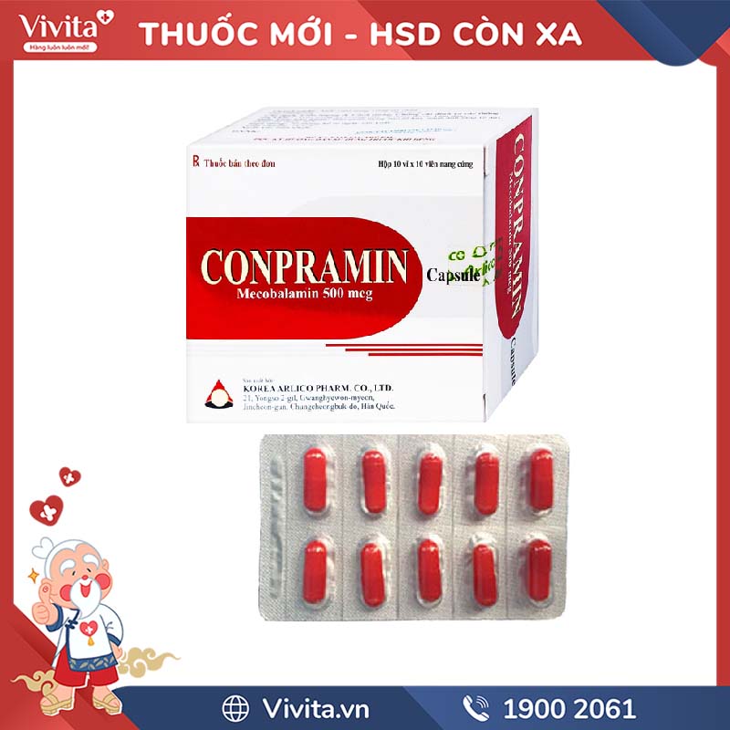 Thuốc trị bệnh lý thần kinh ngoại biên Conpramin capsule 500mcg | Hộp 100 viên