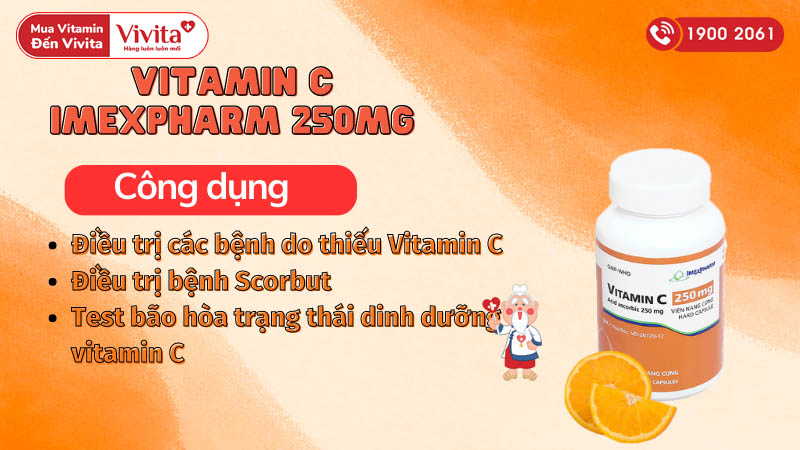Công dụng (Chỉ định) thuốc bổ sung vitamin C cho cơ thể Vitamin C Imexpharm 250mg