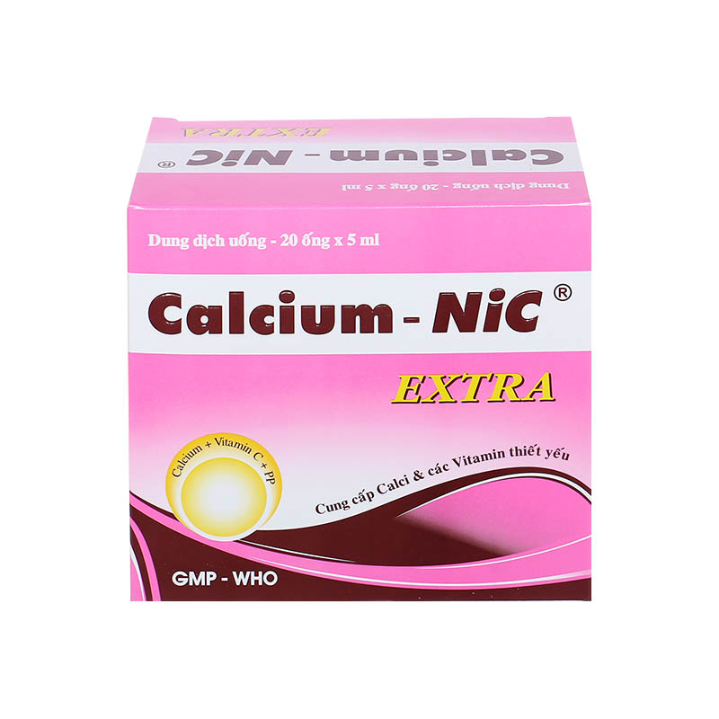 Dung dịch uống trị loãng xương, còi xương Calcium-Nic Extra | Hộp 20 ống