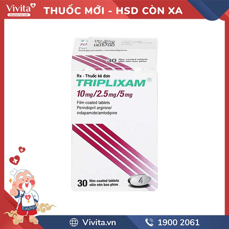 Thuốc trị tăng huyết áp Triplixam 10mg/2.5mg/5mg | Hộp 30 viên