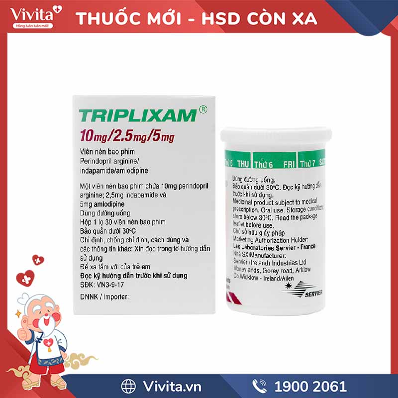 Thuốc trị tăng huyết áp Triplixam 10mg/2.5mg/5mg | Hộp 30 viên