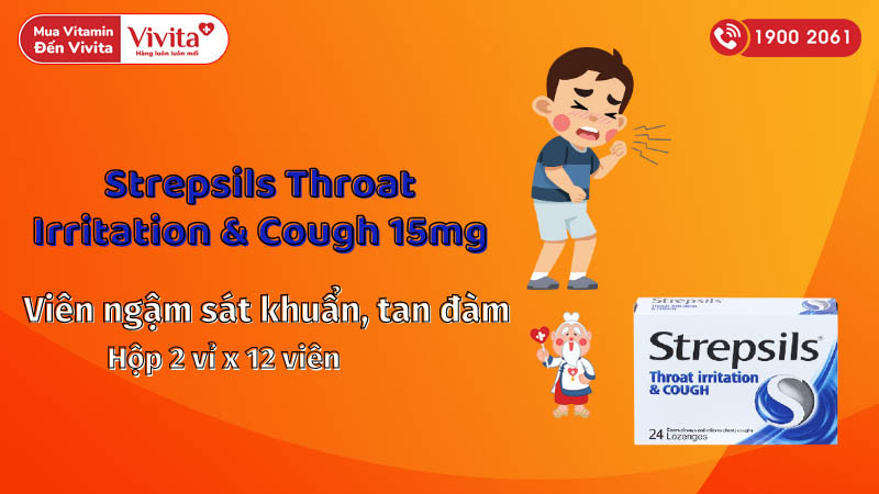 Strepsils Throat Irritation & Cough 15mg là thuốc gì?