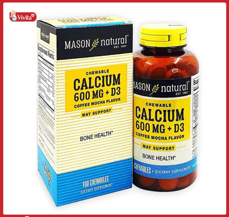 Viên nhai Mason Natural Calcium 600mg + D3