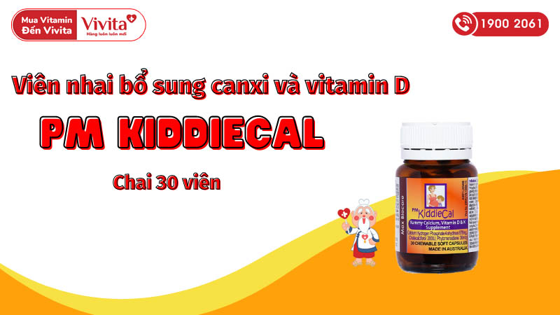Viên nhai bổ sung canxi và vitamin D, vitamin K Pm KiddieCal