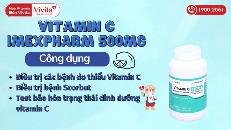 Công dụng (Chỉ định) thuốc bổ sung vitamin C cho cơ thể Vitamin C Imexpharm 500mg