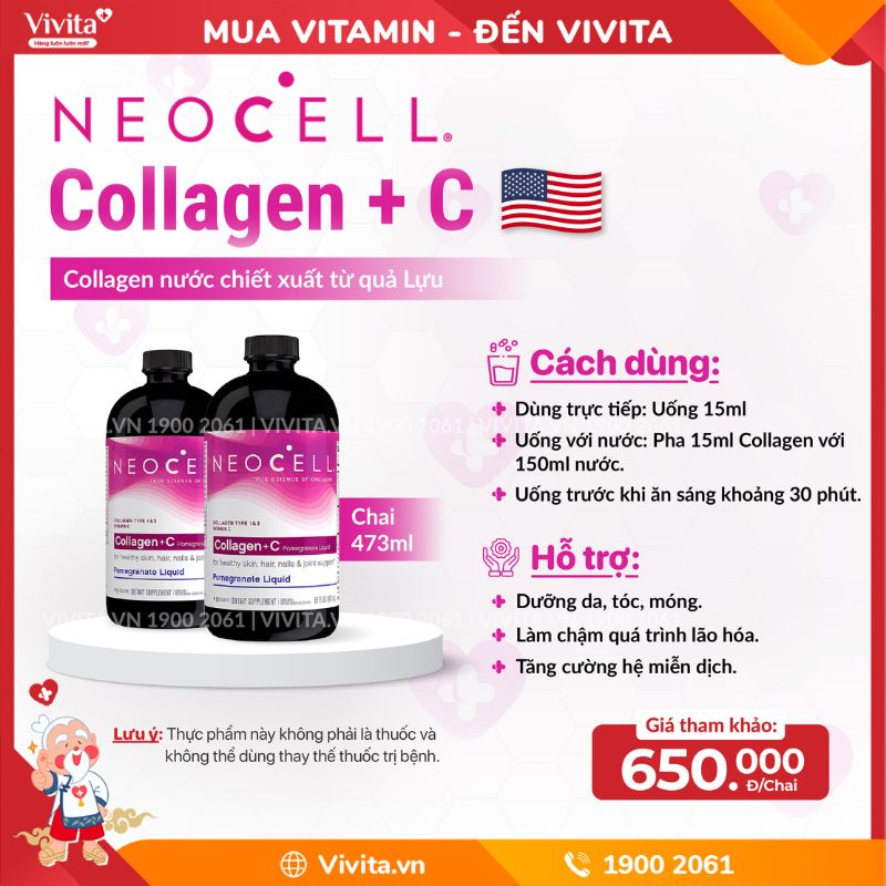 Neocell Collagen + C - Collagen dạng Nước