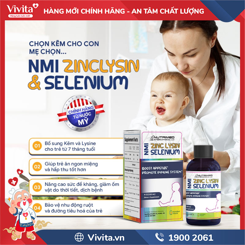 công dụng nmi - zinc lysin & selenium