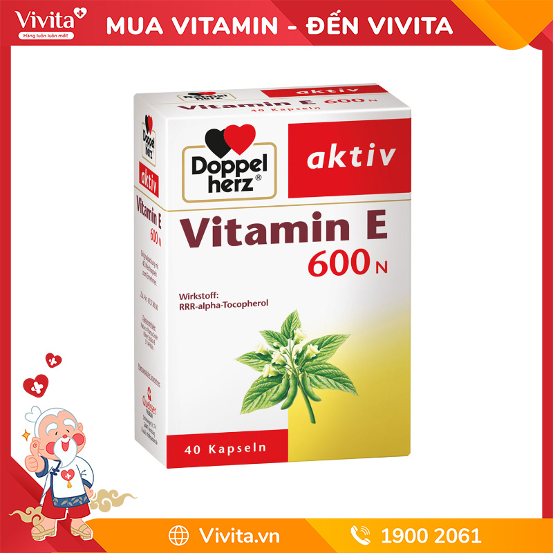 Doppelherz Aktiv Vitamin E 600N Hỗ Trợ Ngăn Ngừa Lão Hóa Của Đức (Hộp 40 Viên)