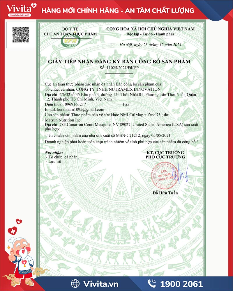 giấy chứng nhận nmi calmag + zincd3