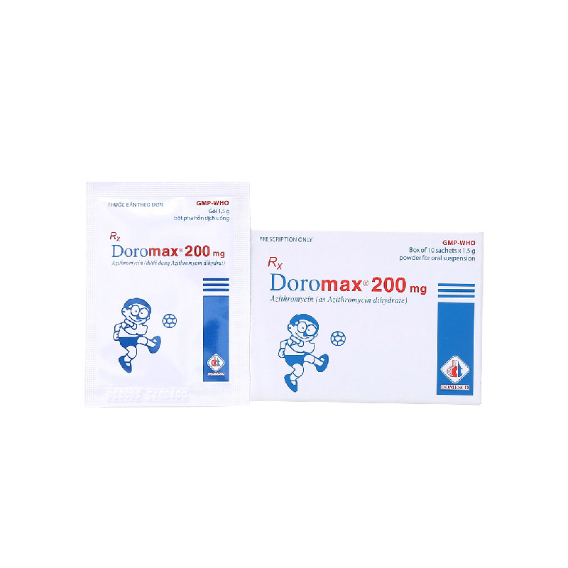 Bột pha hỗn dịch uống trị nhiễm khuẩn Doromax 200mg | Hộp 10 gói