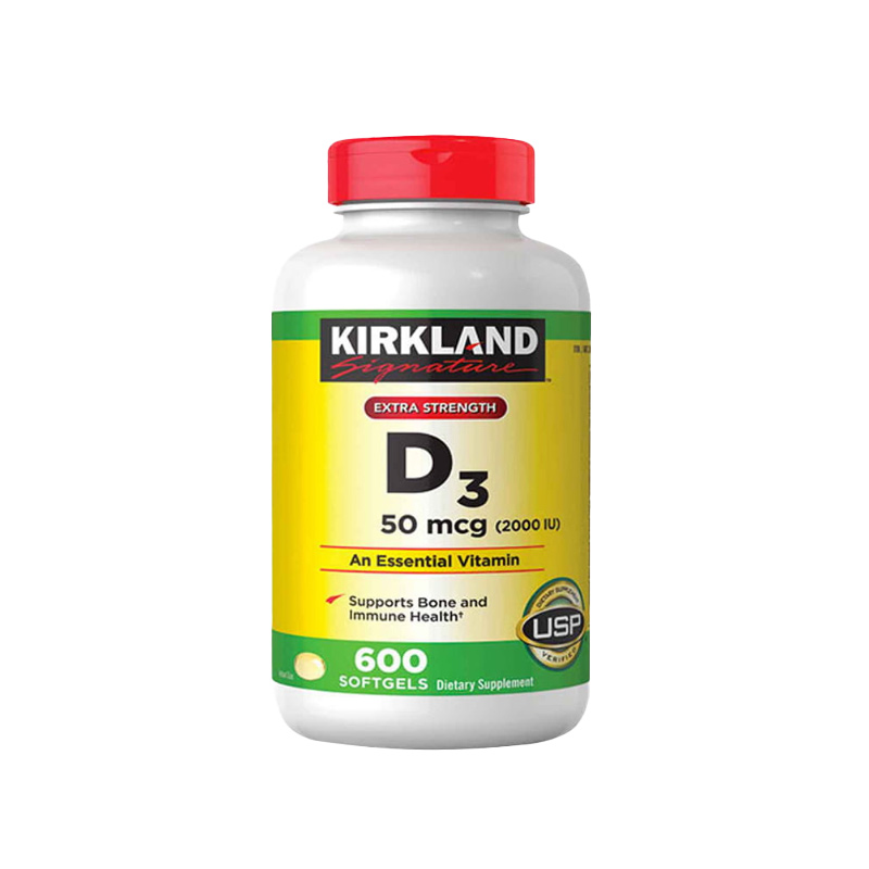 Kirkland Vitamin D3 50mcg (2000IU) Viên Uống Hỗ Trợ Bảo Vệ Xương Khớp Của Mỹ (Hộp 600 viên)