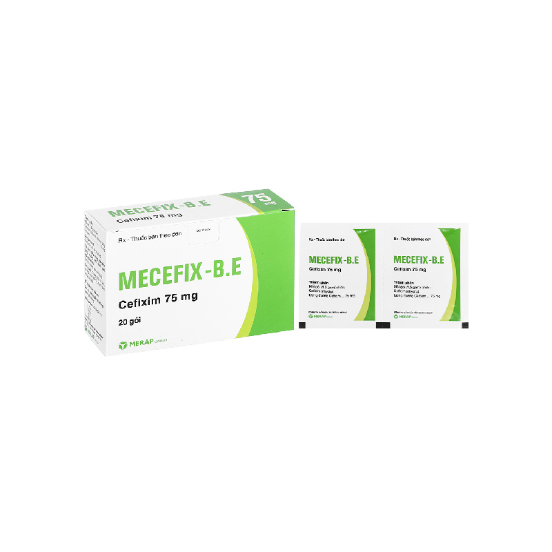 Cốm pha hỗn dịch uống trị nhiễm khuẩn Mecefix-B.E 75mg | Hộp 20 gói