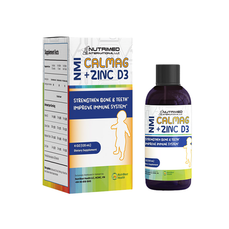Siro NMI CalMag + ZincD3 Mỹ Hỗ Trợ Xương Răng Chắc Khỏe (Lọ 120 ml)
