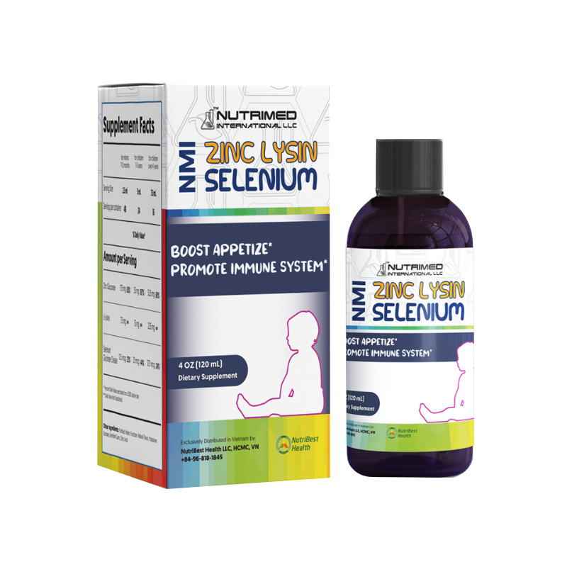NMI - Zinc Lysin & Selenium Hỗ trợ tăng cường, giúp trẻ ăn ngon từ Mỹ Chai 120ml