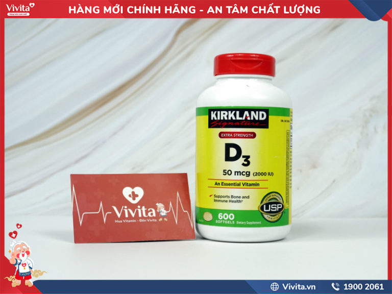 Kirkland Vitamin D3 50mcg (2000IU) hỗ trợ bảo vệ xương khớp