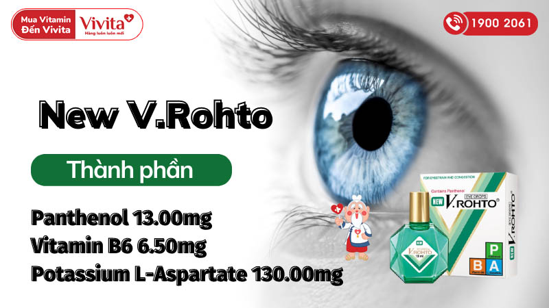 Thành phần thuốc nhỏ mắt trị sung huyết kết mạc New V.Rohto
