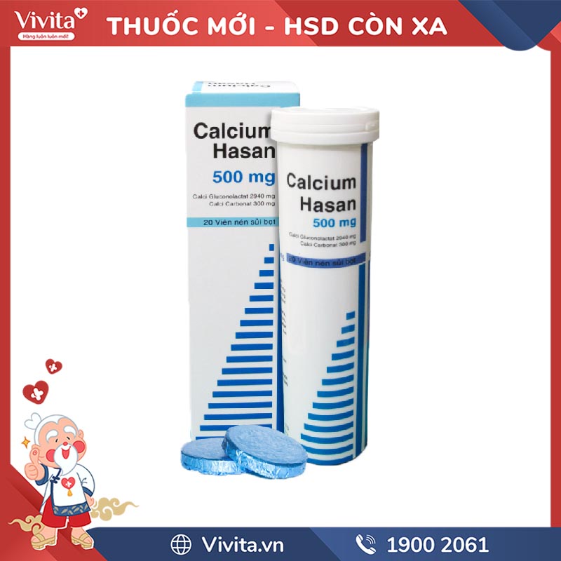 Viên sủi bổ sung canxi và vitamin D Calci D Hasan | Tuýp 18 viên
