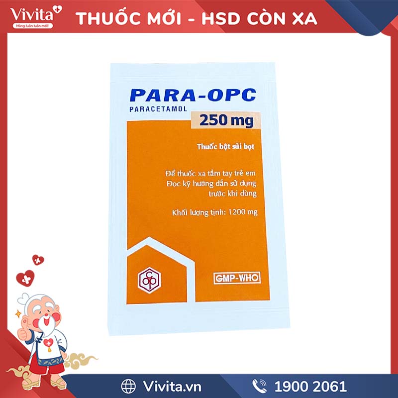 Thuốc giảm đau, hạ sốt Para-OPC 250mg | Hộp 12 gói