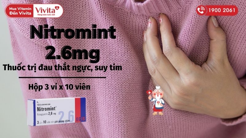 Thuốc trị đau thắt ngực, suy tim Nitromint 2.6mg