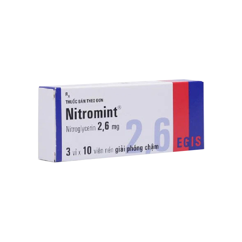 Thuốc trị đau thắt ngực, suy tim Nitromint 2.6mg | Hộp 30 viên