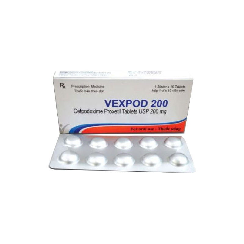 Thuốc kháng sinh trị nhiễm khuẩn Vexpod 200 | Hộp 10 viên