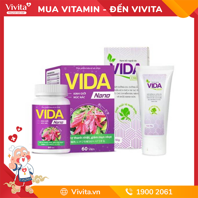 Vida Nano & Vida Cream Bộ Sản Phẩm Hỗ Trợ Giảm Rôm Sảy Mụn Nhọt