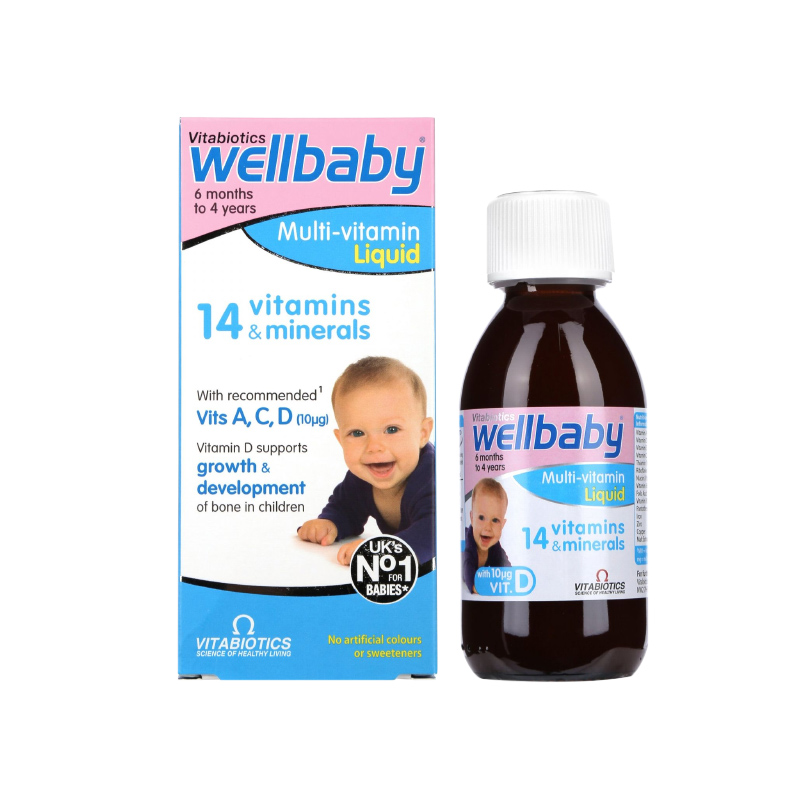 Wellbaby Vitamin Tổng Hợp Hỗ Trợ Bổ Sung Vitamin Cho Trẻ Từ 4 Tháng Đến 4 Tuổi Hộp 150ml