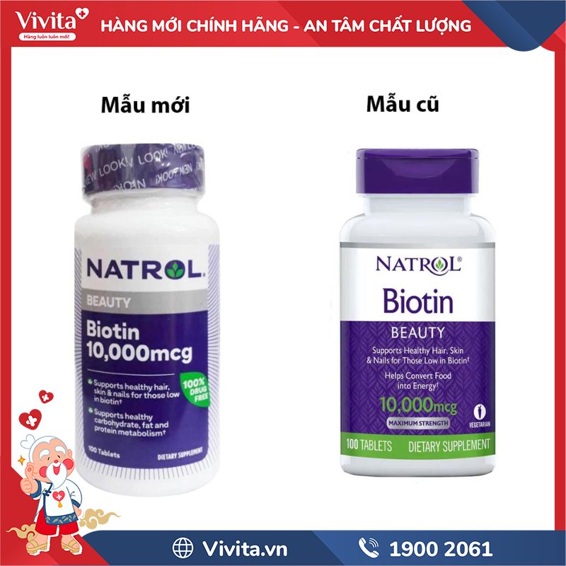 Natrol Biotin 10.000mcg mẫu mới
