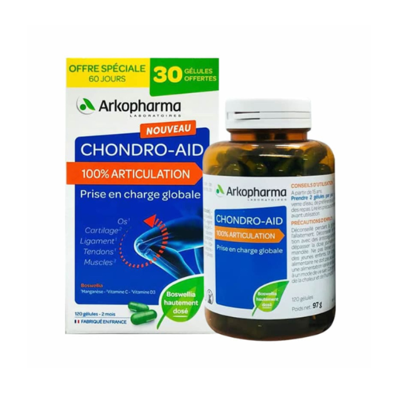 Arkopharma Chondro-Aid 100% Articulat Hỗ Trợ Tăng Cường Sức Khỏe Xương Khớp Hộp 120 Viên