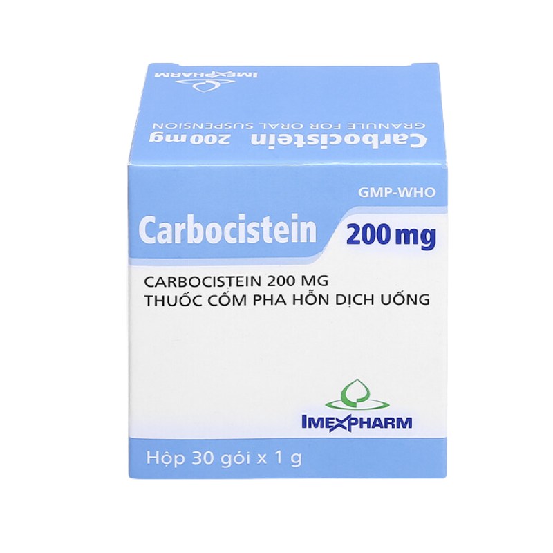 Cốm pha hỗn dịch giúp tan đàm Carbocistein Imexpharm 200mg | Hộp 30 gói